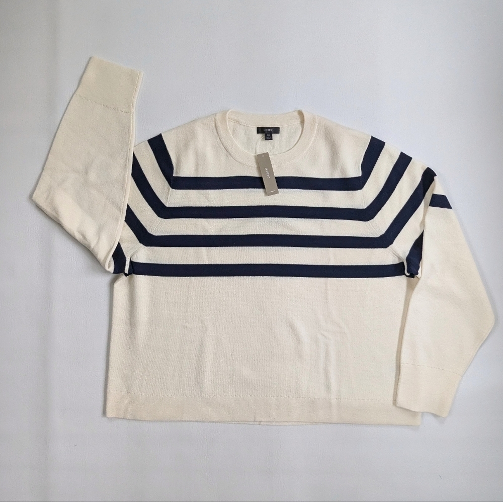 New J. Crew Merino Wool Women's Striped Sweater Size 3X